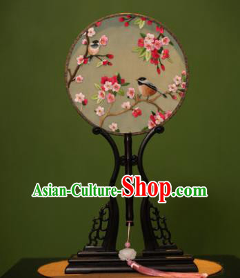 Handmade Chinese Double Side Silk Embroidered Round Fan Traditional Classical Palace Fans for Women