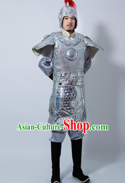 Chinese Ancient Drama Costume Han Dynasty General Helmet and Armour Complete Set for Men