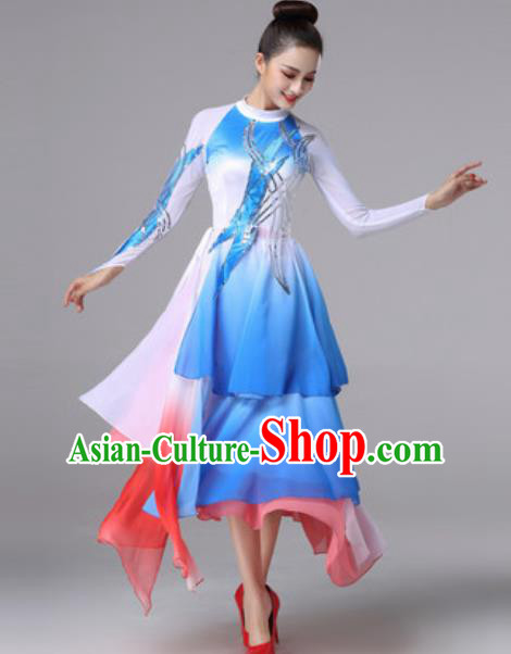 Top Grade Modern Dance Chorus Costume Traditional Spring Festival Gala Stage Performance Blue Dress for Women