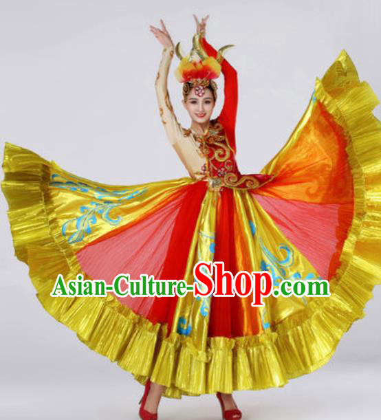 Top Grade Modern Dance Costume Spring Festival Gala Stage Performance Red Dress for Women