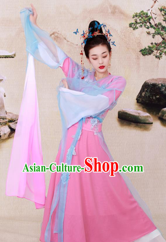 Chinese Ancient Legend Goddess in the Moon Hanfu Dress Tang Dynasty Imperial Consort Historical Costume for Women