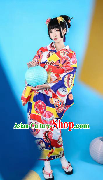 Japanese Traditional Handmade Red Kimono Dress Asian Japan Geisha Yukata Costume for Women