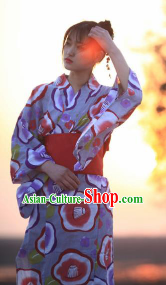 Japanese Traditional Handmade Printing Furisode Kimono Dress Asian Japan Geisha Yukata Costume for Women