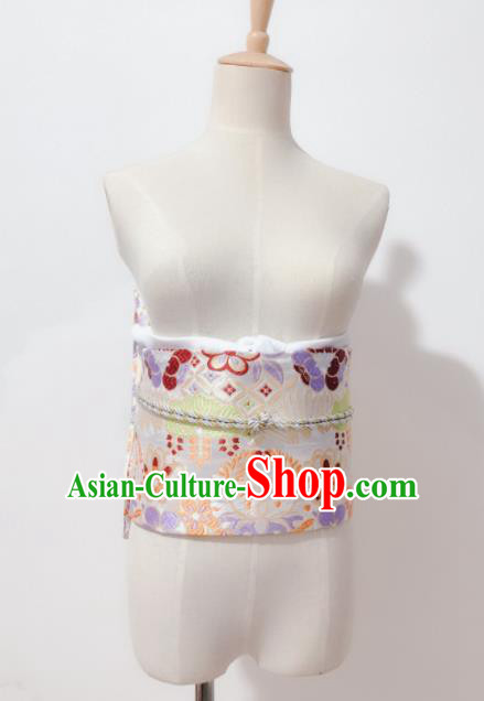 Japanese Traditional Handmade White Kimono Belts Asian Japan Geisha Yukata Waistband for Women