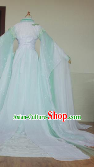 Chinese Traditional Cosplay Costume Ancient Swordswoman Princess Green Hanfu Dress for Women