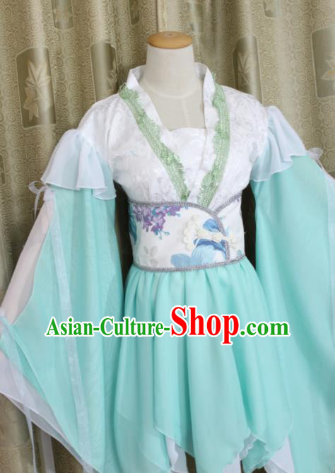 Chinese Traditional Cosplay Swordswoman Costume Ancient Peri Green Hanfu Dress for Women