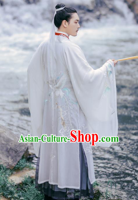 Chinese Ancient Nobility Childe Embroidered Hanfu Clothing Jin Dynasty Scholar Historical Costume for Men