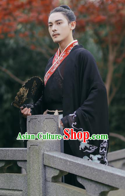 Chinese Ancient Prince Nobility Childe Embroidered Hanfu Clothing Jin Dynasty Swordsman Historical Costume for Men