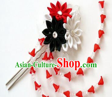 Japanese Traditional Kimono Sakura Tassel Hairpins Handmade Japan Geisha Hair Accessories for Women