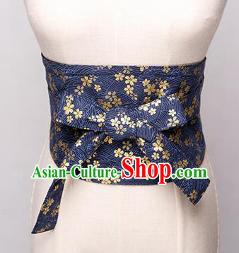 Japanese Traditional Kimono Printing Navy Belts Asian Handmade Japan Geisha Yukata Waistband for Women