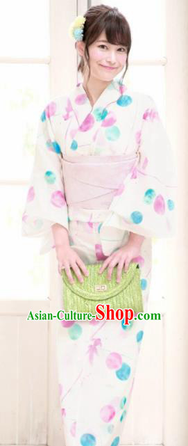 Japanese Traditional Costume Geisha Printing Furisode Kimono Asian Japan Yukata Dress for Women
