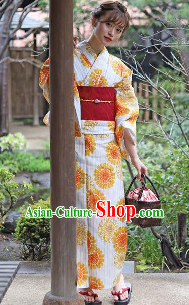 Japanese Traditional Costume Geisha Printing Flowers Furisode Kimono Dress Asian Japan Yukata for Women