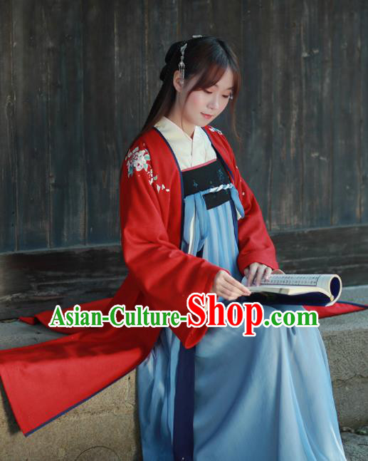 Chinese Ancient Song Dynasty Princess Embroidered Historical Costume Traditional Hanfu Dress for Women