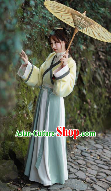 Chinese Ancient Han Dynasty Embroidered Historical Costume Traditional Young Lady Hanfu Dress for Women