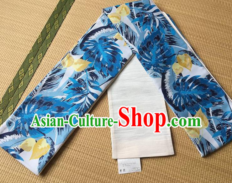 Japanese Traditional Kimono Printing Blue Belts Asian Handmade Japan Geisha Yukata Waistband for Women