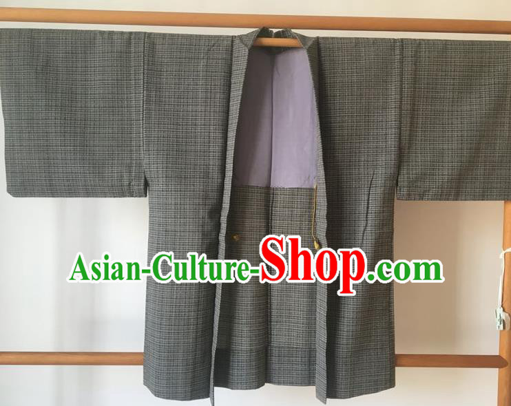 Traditional Japanese Samurai Kimono Grey Haori Coat Asian Japan Handmade Warrior Yukata Costume for Men