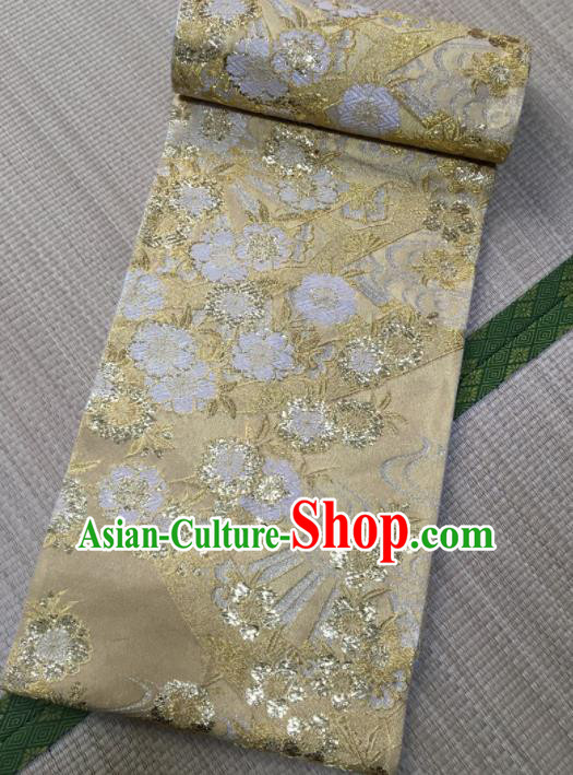 Japanese Traditional Kimono Embroidered Golden Silk Belts Asian Handmade Japan Geisha Yukata Waistband for Women