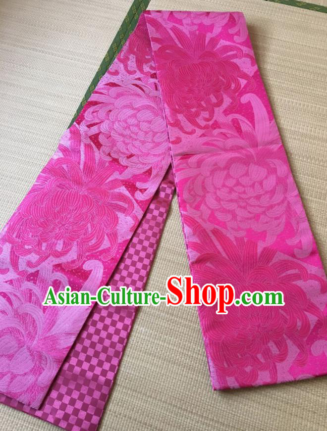 Japanese Traditional Yukata Chrysanthemum Pattern Brocade Belts Asian Handmade Japan Geisha Kimono Waistband for Women