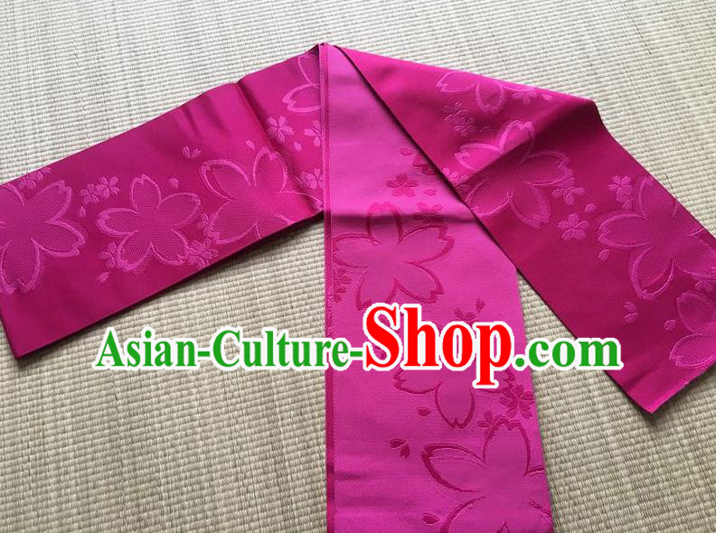 Japanese Traditional Court Yukata Classical Sakura Pattern Rosy Brocade Belts Asian Handmade Japan Geisha Kimono Waistband for Women