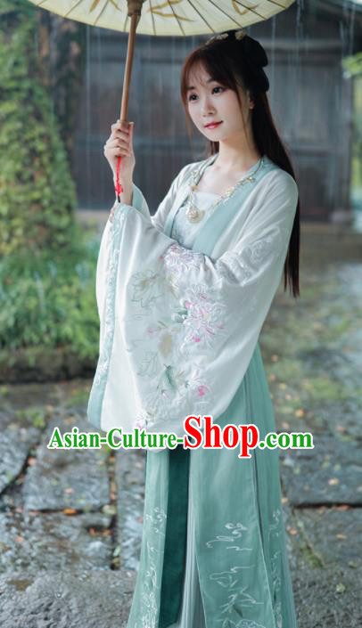 Chinese Tang Dynasty Princess Historical Costume Traditional Ancient Embroidered Hanfu Dress for Women