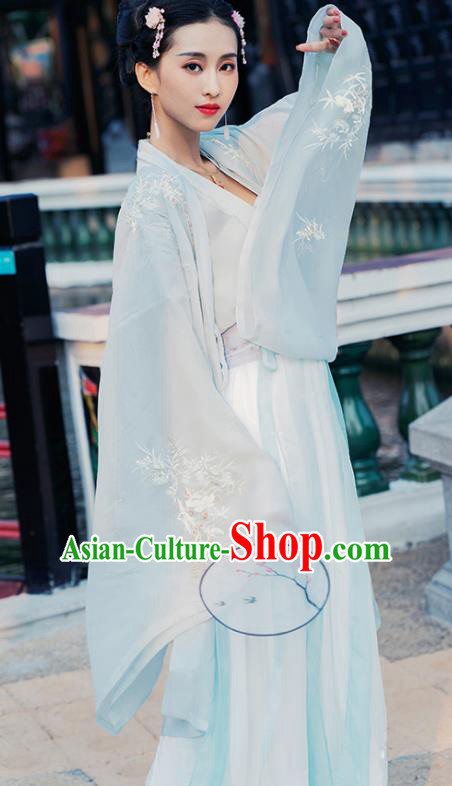 Chinese Tang Dynasty Court Imperial Consort Historical Costume Traditional Ancient Peri Embroidered Hanfu Dress for Women