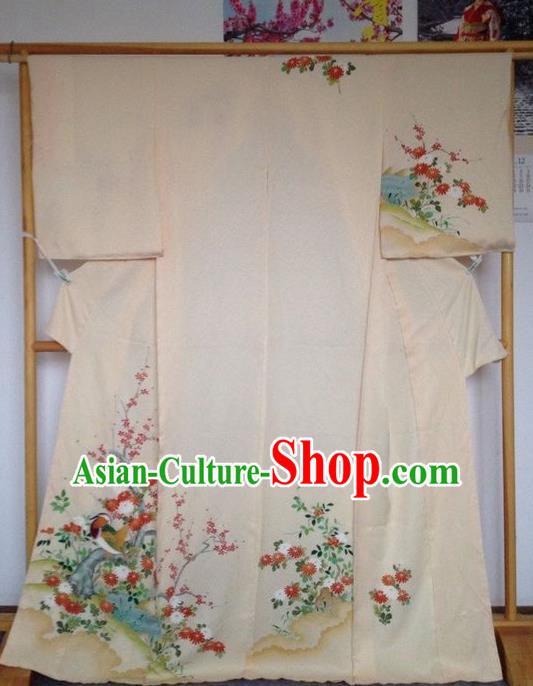 Japanese Traditional White Furisode Kimono Asian Japan Costume Geisha Yukata Dress for Women