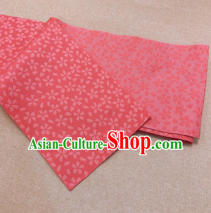 Japanese Traditional Sakura Pattern Watermelon Red Brocade Yukata Waistband Asian Japan Handmade Kimono Belts for Women