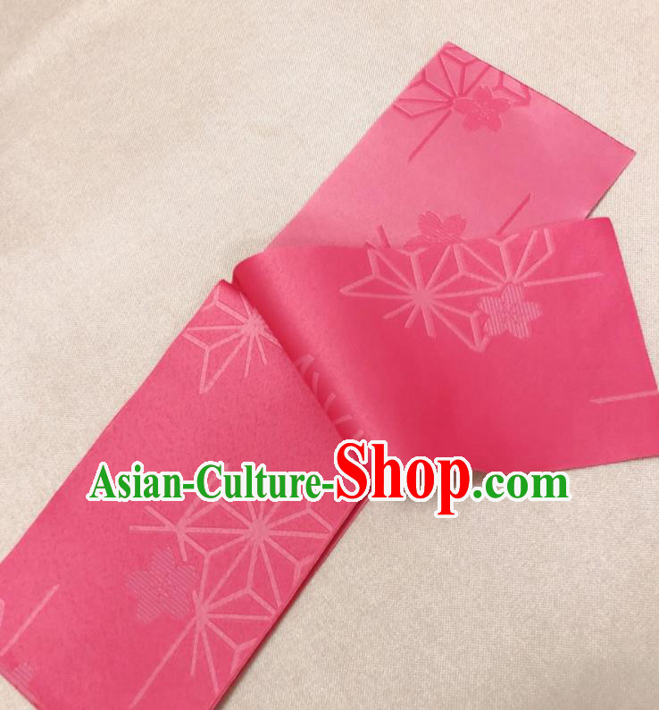 Japanese Traditional Snowflake Pattern Rosy Brocade Yukata Waistband Asian Japan Handmade Kimono Belts for Women