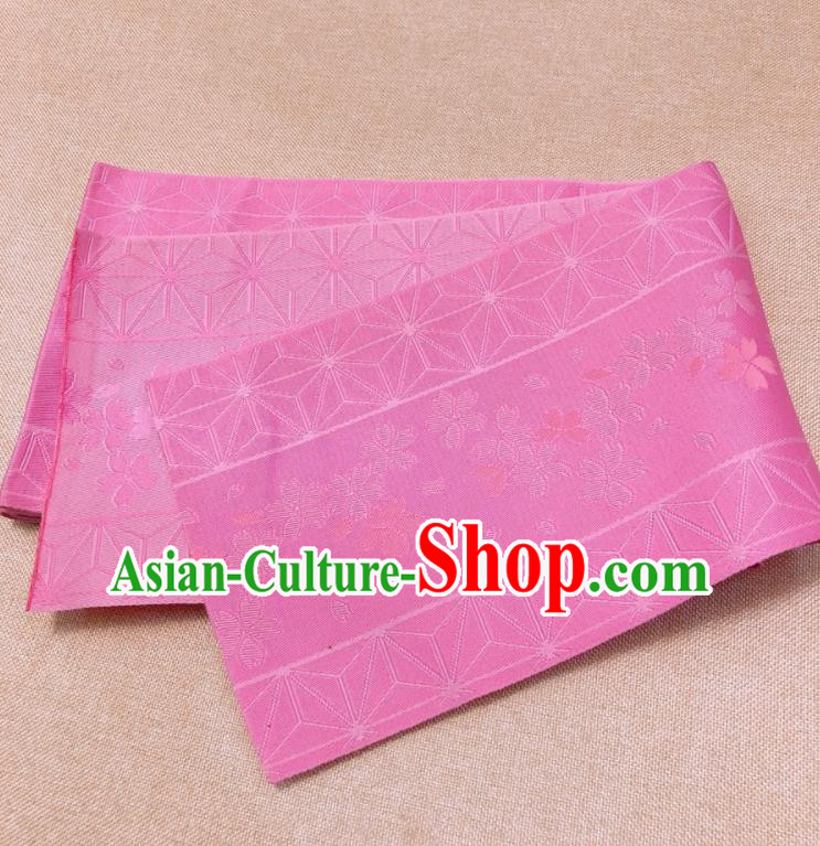 Japanese Traditional Sakura Pattern Rosy Brocade Yukata Waistband Asian Japan Handmade Kimono Belts for Women