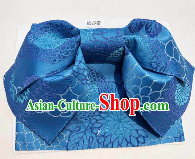 Japanese Traditional Blue Bowknot Yukata Waistband Asian Japan Handmade Kimono Belts for Women