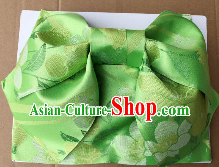 Japanese Traditional Green Bowknot Yukata Waistband Asian Japan Handmade Kimono Belts for Women