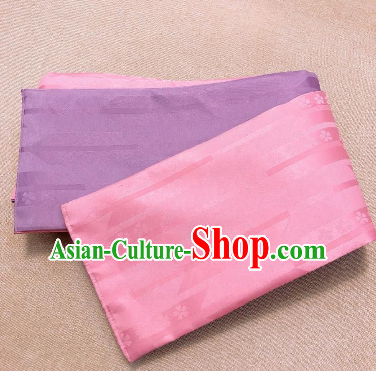 Japanese Traditional Pattern Pink and Purple Brocade Yukata Waistband Asian Japan Handmade Kimono Belts for Women