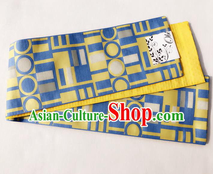 Japanese Traditional Double Side Yellow Yukata Waistband Asian Japan Handmade Kimono Belts for Women