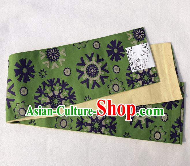 Japanese Traditional Double Side Olive Green Yukata Waistband Asian Japan Handmade Kimono Belts for Women