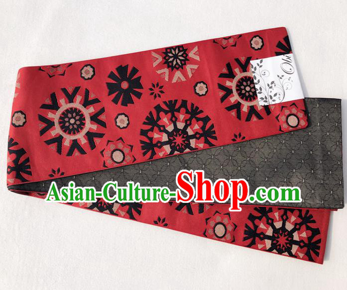 Japanese Traditional Double Side Red Yukata Waistband Asian Japan Handmade Kimono Belts for Women