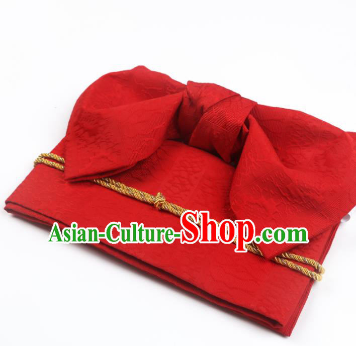 Japanese Traditional Red Bowknot Yukata Waistband Asian Japan Handmade Kimono Belts for Women