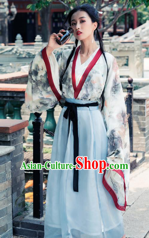 Ancient Chinese Jin Dynasty Historical Costume Traditional Court Princess Hanfu Dress for Women