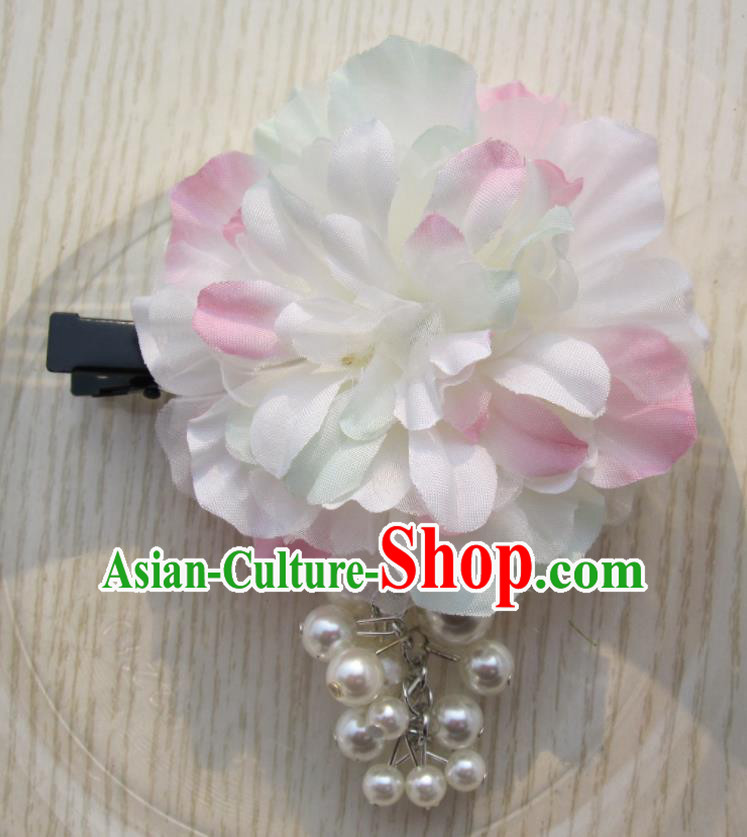 Japanese Traditional Geisha Kimono Hair Accessories Japan Yukata White Camellia Hair Claw for Women