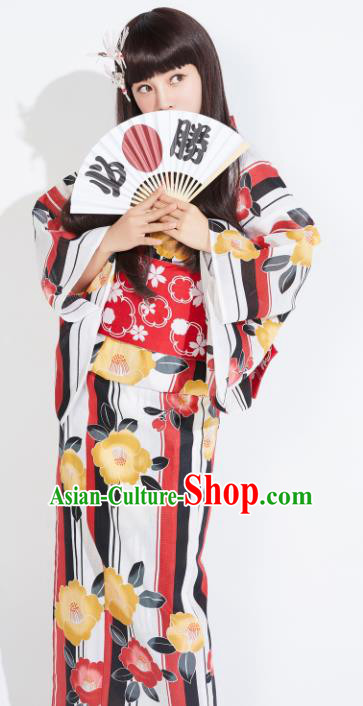 Japanese Classical Printing Yukata Robe Asian Japan Traditional Costume Geisha Furisode Kimono Dress for Women