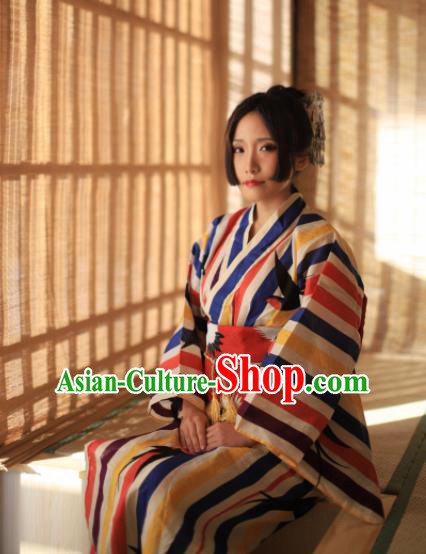 Japanese Classical Printing Swallow Kimono Asian Japan Traditional Costume Geisha Yukata Dress for Women