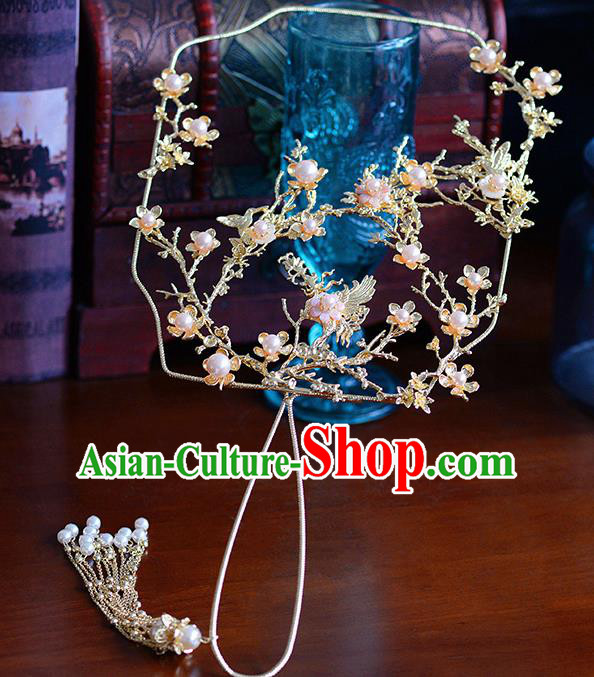 Traditional Chinese Ancient Crane Palace Fans Handmade Wedding Accessories Fans for Women