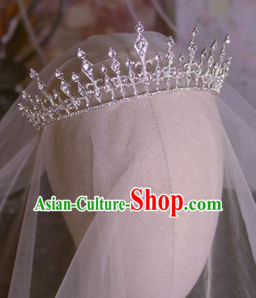 Handmade Wedding Hair Accessories Baroque Bride Crystal Royal Crown for Women