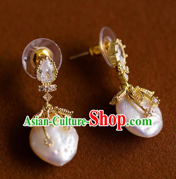 Traditional Chinese Ancient Palace Shell Earrings Handmade Wedding Jewelry Accessories for Women