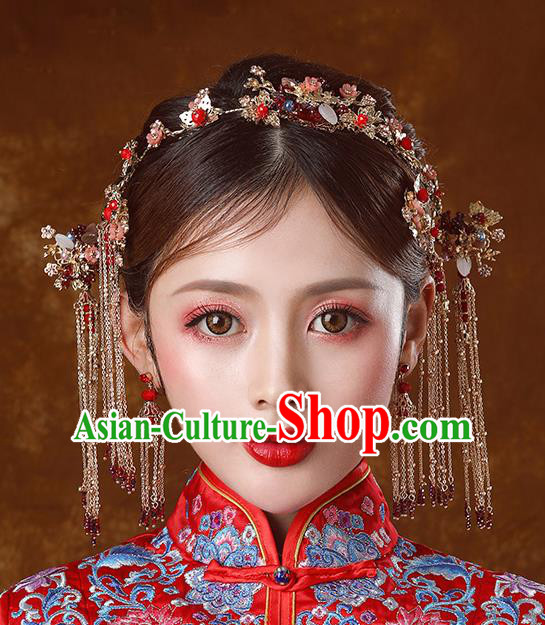Traditional Chinese Ancient Bride Tassel Hairpins Hair Clasp Handmade Wedding Hair Accessories for Women