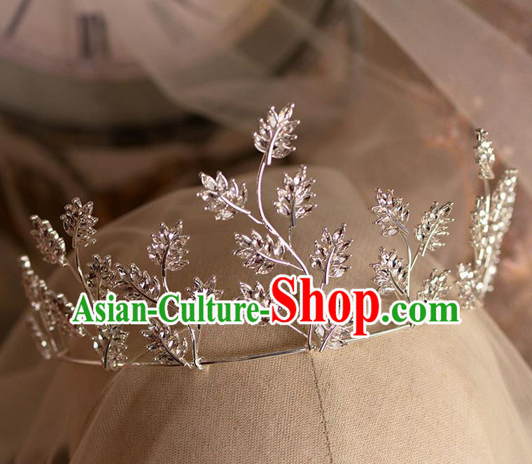 Handmade Wedding Hair Accessories Baroque Bride Leaf Royal Crown for Women