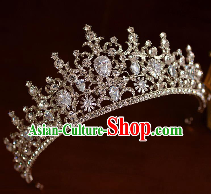 Handmade Wedding Hair Accessories Baroque Bride Zircon Royal Crown for Women