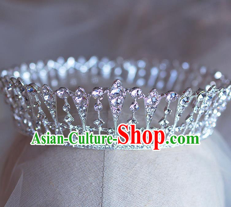 Handmade Wedding Hair Accessories Baroque Bride Crystal Round Royal Crown for Women