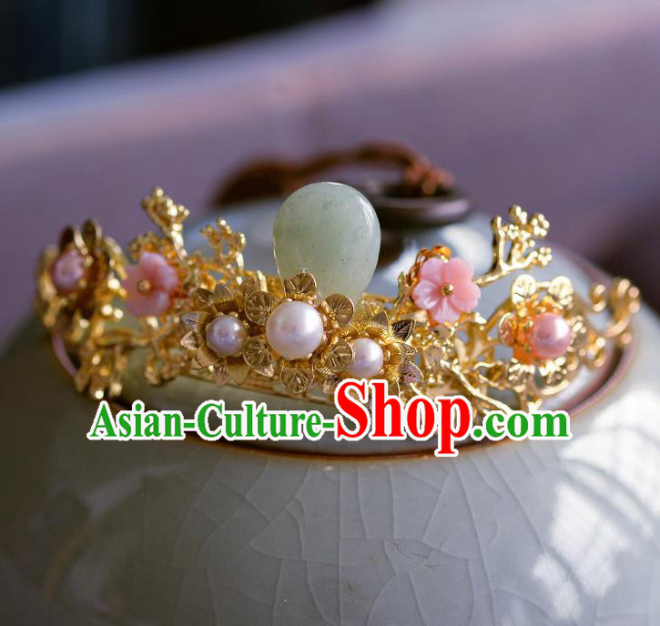 Traditional Chinese Ancient Palace Hair Crown Jade Hairpins Handmade Wedding Hair Accessories for Women