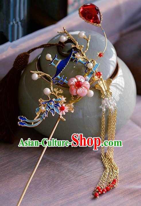 Traditional Chinese Ancient Palace Cloisonne Hair Clip Hairpins Handmade Wedding Hair Accessories for Women