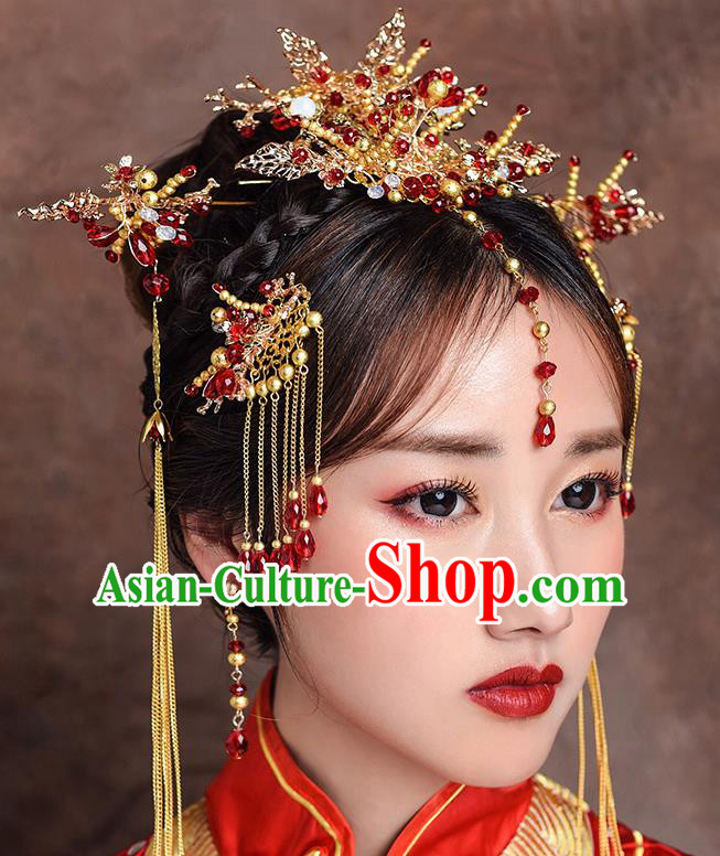 Traditional Chinese Ancient Bride Hairpins Hair Comb Handmade Wedding Hair Accessories for Women